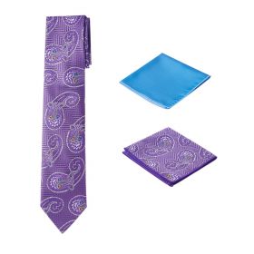 Men's Unique Paisley Lavender Necktie w/ 2 handkerchiefs  