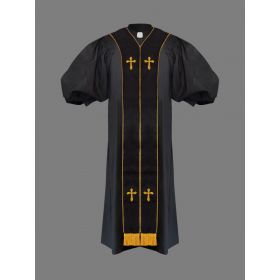 Clergy Pulpit Robe in Black and Gold