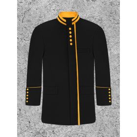 Men's Black and Gold Clergy Frock Coat for Male Preacher