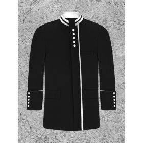 Black and White Modern Button Clergy Jacket