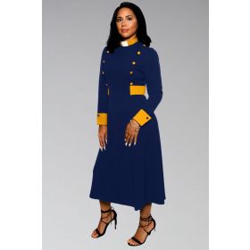 Red and Gold Clergy Minister's Dress with Tab Collar
