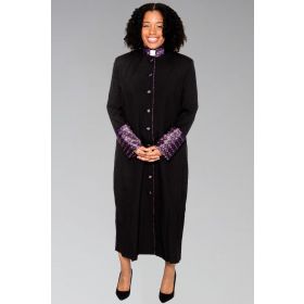 Ladies Black Clergy Robe With Special Brocade