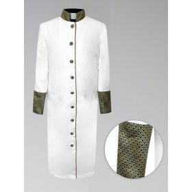Female Pastors Clergy Robe in White with Custom Gold Brocade