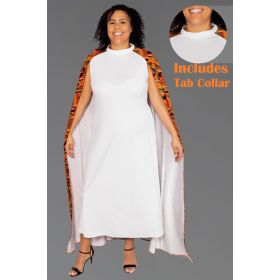 Women's White Clergy Dress with African Kente Cape 