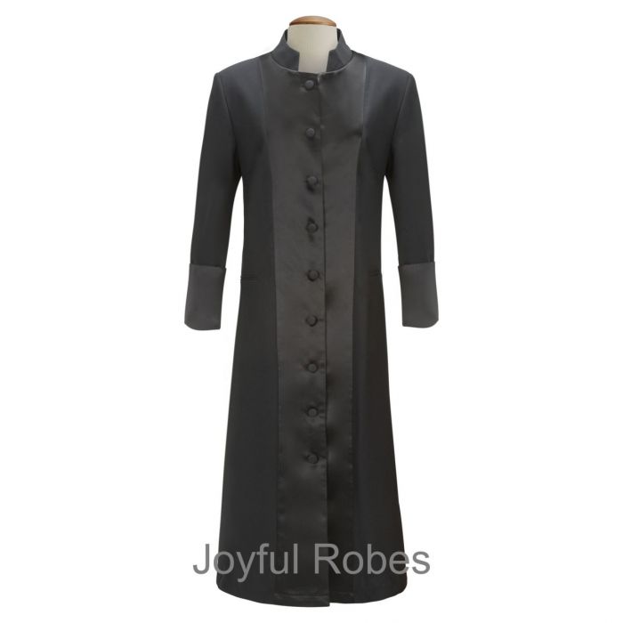 Black Pastor/Clergy Robe Deluxe Fluted Fabric Clergy Robes for Pa. 