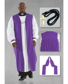 Bishop Purple Chimere and Clergy Rochet Set with Bishop Tippet
