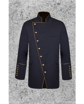 Men's Black and Gold Double Breast Clergy Jacket