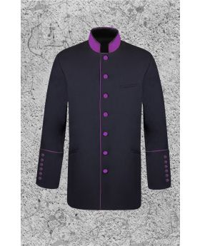 Men's Black and Purple Clergy Jacket