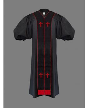 Clergy Pulpit Robe in Black & Red