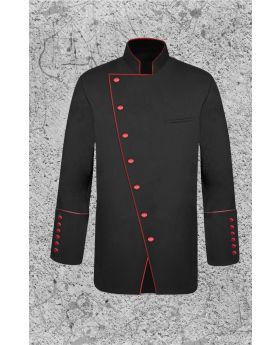 Men's Double Breast Clergy Jacket in Black and Red