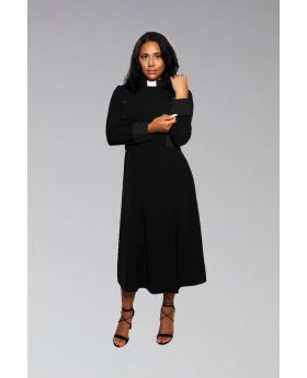 Clergy Dress in Black with Female Preacher Collar