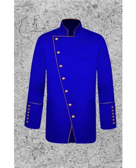 Royal Blue and Gold Clergy Frock Jacket Double Breasted