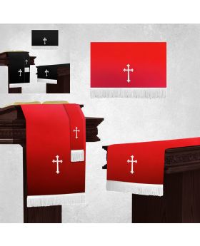 Communion Pulpit Parament Set in Black and Red with White crosses for Catholic Church and Ceremony. 