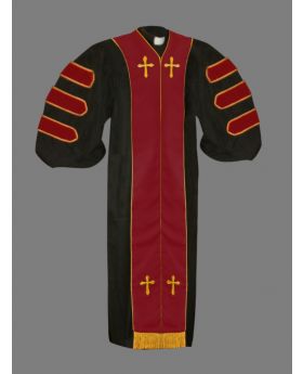 Dr. Of Divinity Clergy Robes in Black with Red & Gold 