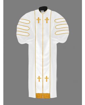 Dr. of Divinity Clergy Robe with White and Gold Doctor Bars