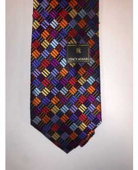 **Stacy Adams Premium Handmade Silk Neck Tie - Multi Color Checks