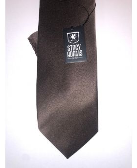**Stacy Adams Premium Handmade Silk Slim Neck Tie AND HANKY - Solid Brown