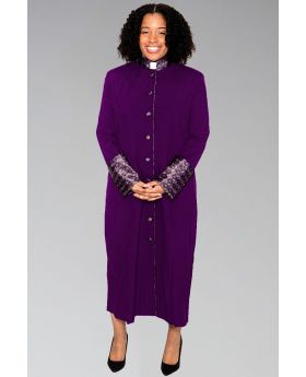 Ladies Clergy Robe Purple with Special Purple Brocade