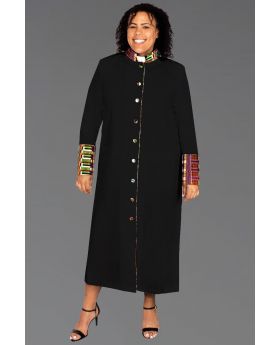 Ladies Kente African Clergy Robe Black