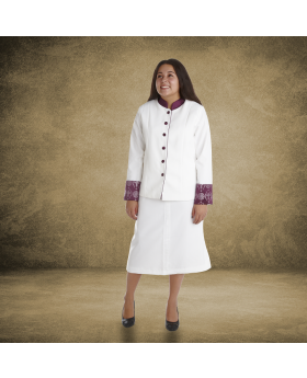 Women's White and Purple Clergy Suit