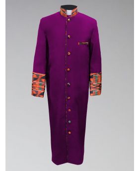 Men's Purple Kente Cloth Clergy Robe