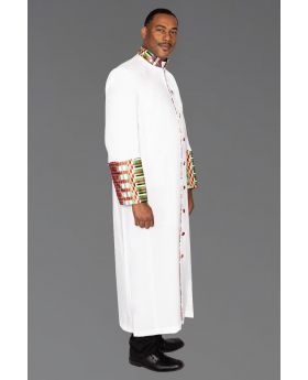 Men's White Clergy Kente Robe Kwangali Fabric