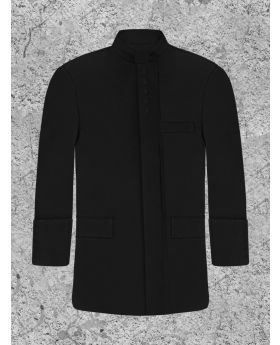 Solid Black Clergy Jacket For Modern Priest