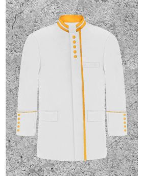 Modern White and Gold Clergy Jacket for Men