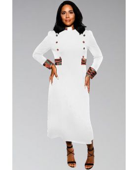 Red and Gold Clergy Minister's Dress with Tab Collar