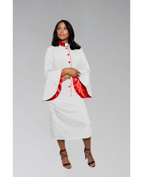 Ladies White and Red Clergy Suit 