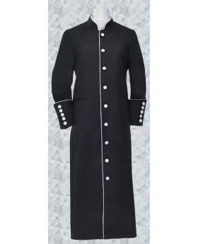 Women's Clergy Robe - Black/White Trim