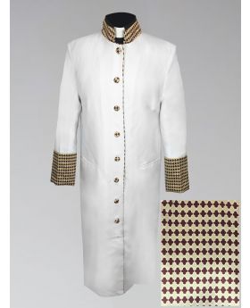 Women's Clergy Robe - White with Custom Holiday Theme Brocade