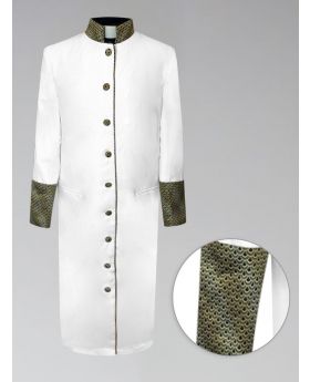 Female Pastors Clergy Robe in White with Custom Gold Brocade